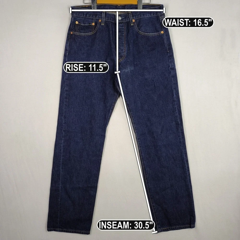 Levis 501 Original Fit Jeans Dark Wash Indigo Button Fly Made in Canada 33x32